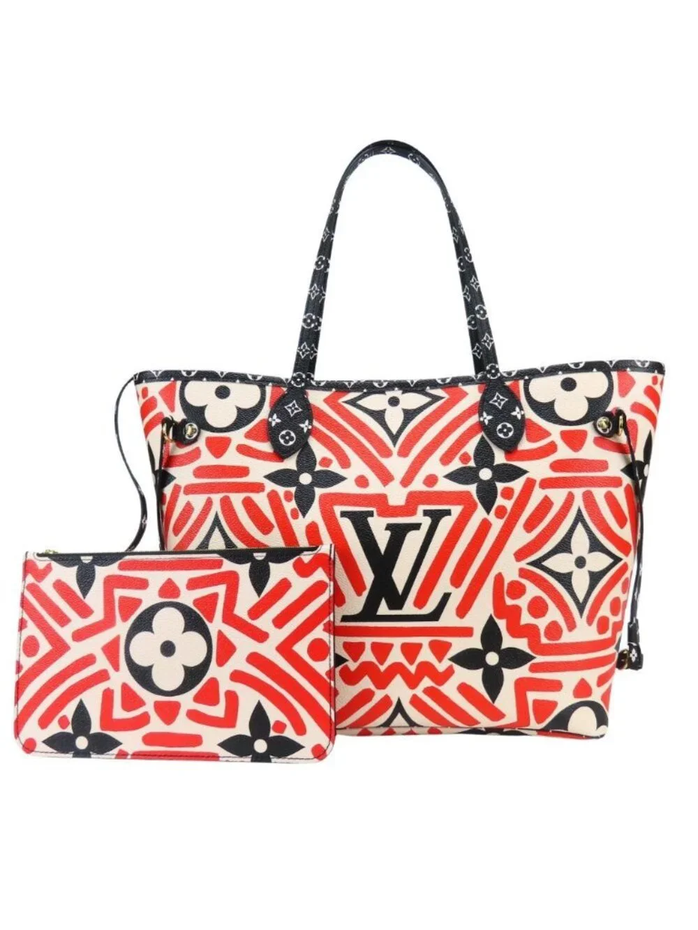Louis Vuitton Tote Neverfull MM Crafty Monogram Giant Cream Rouge White Black